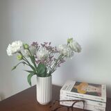 White ribbed Lyngby vase, design Michael Bang