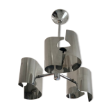 Chandelier in chromed metal and vintage stainless steel
