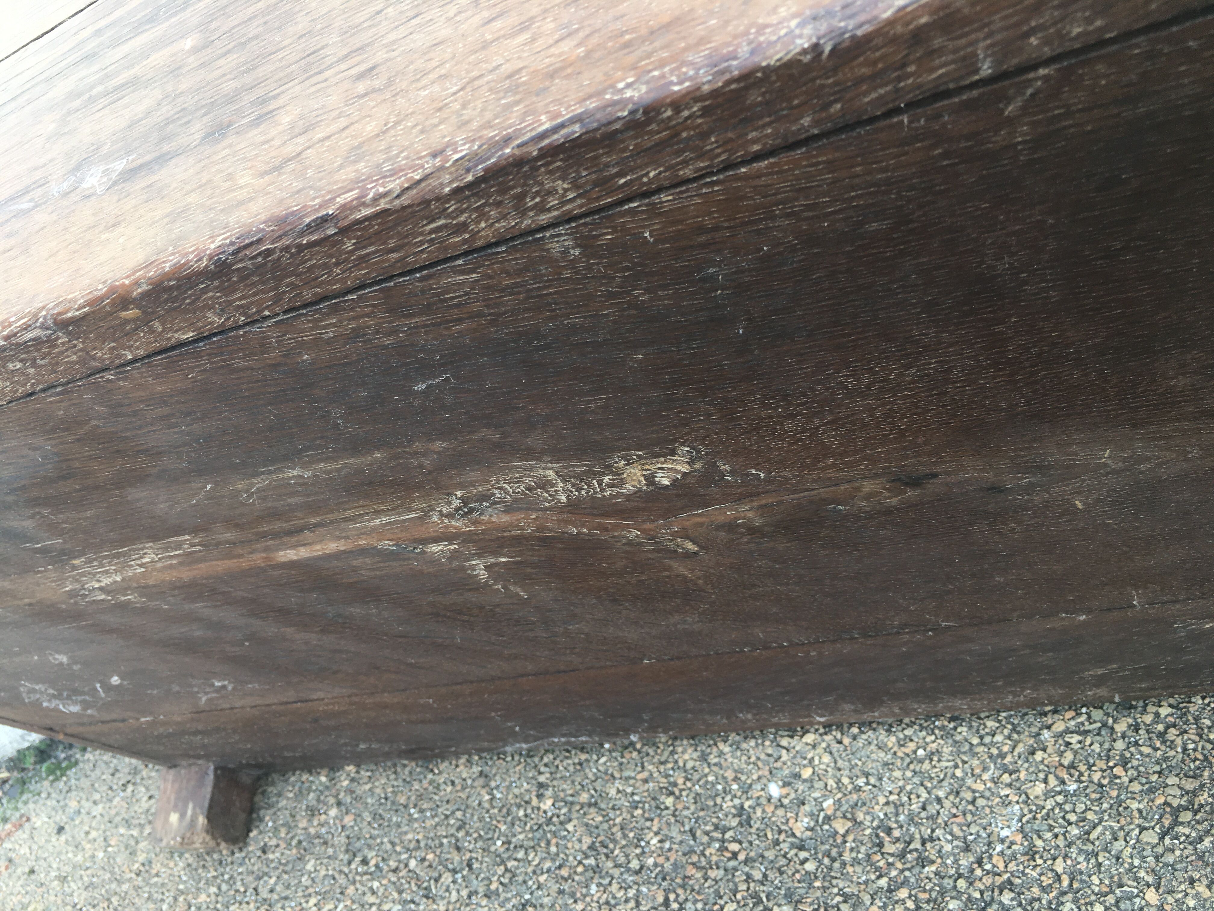 Old solid oak chest early XVIII Brutalist