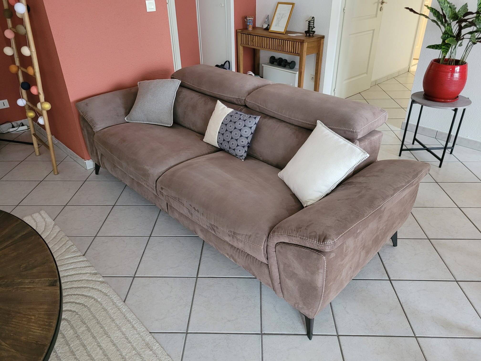 Newport 3-seater taupe microfibre sofa