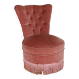 Powder pink fireside chair with fringes