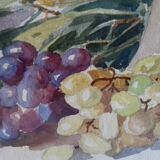 Tableau ancien aquarelle aux raisins