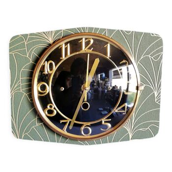 Horloge pendule murale vintage silencieuse rectangulaire "Noir vert doré"