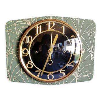Rectangular silent vintage wall pendulum pendulum clock "golden green black"