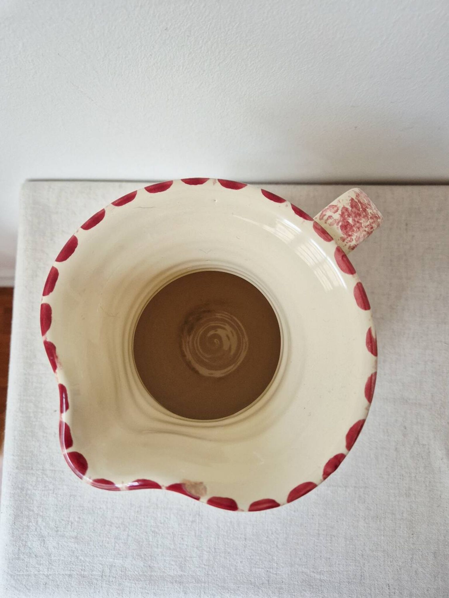 Vase/Pichet en céramique citron & pois - Vintage