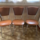 3 vintage chairs 60s in skaï and chrome