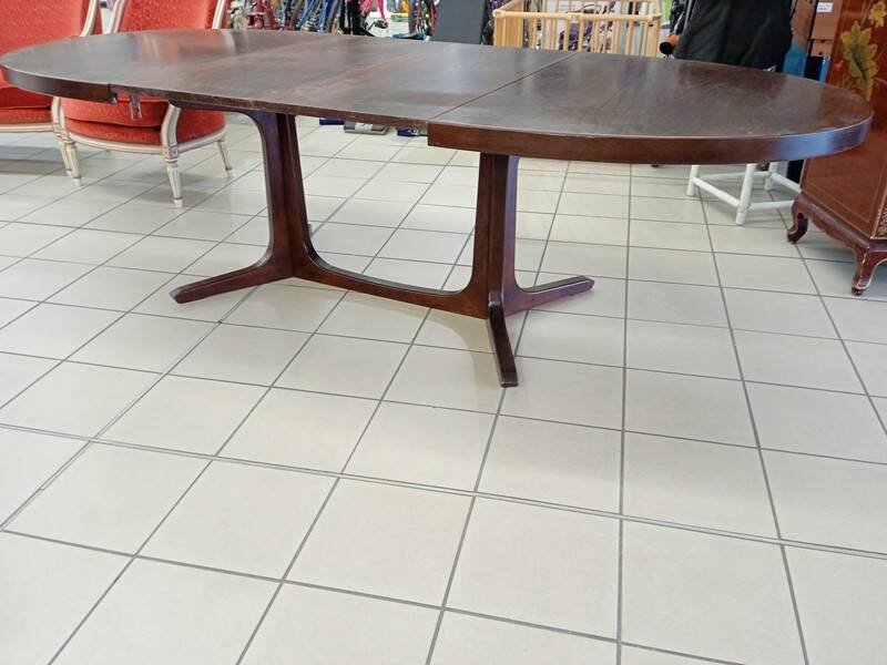 Baumann table + 2 wooden extensions ep 1970