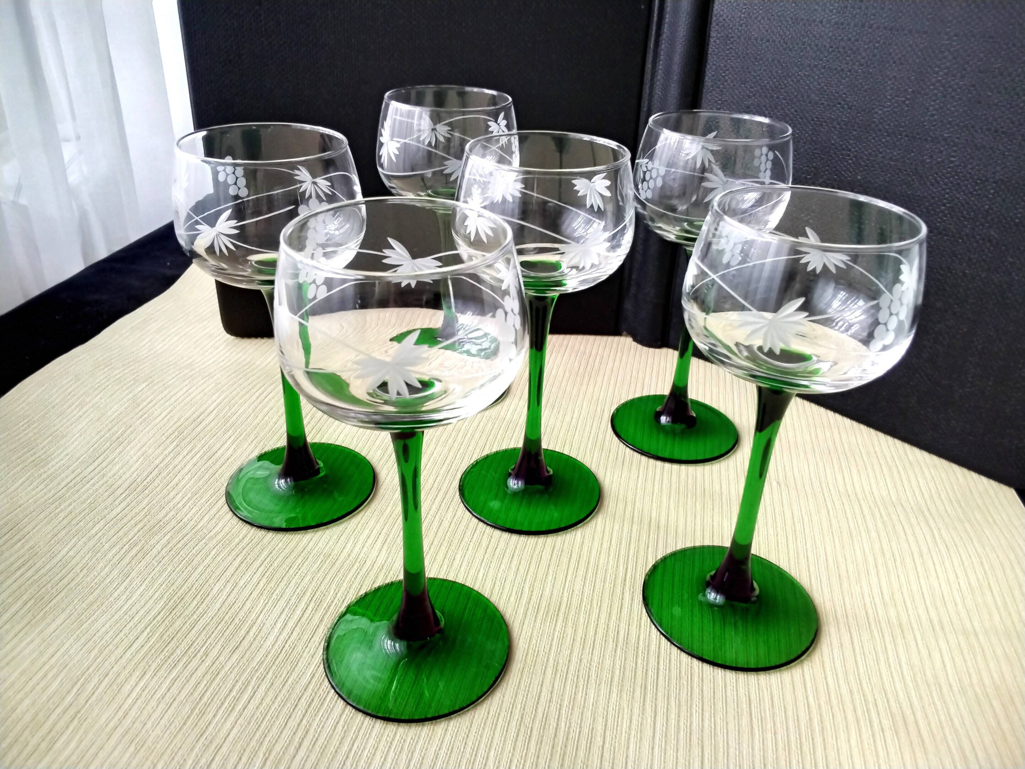 6 Verres à vin blanc d'Alsace Décor gravé Luminarc