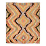 6x7 Faded Orange Area Handknotted Kilim Rug,