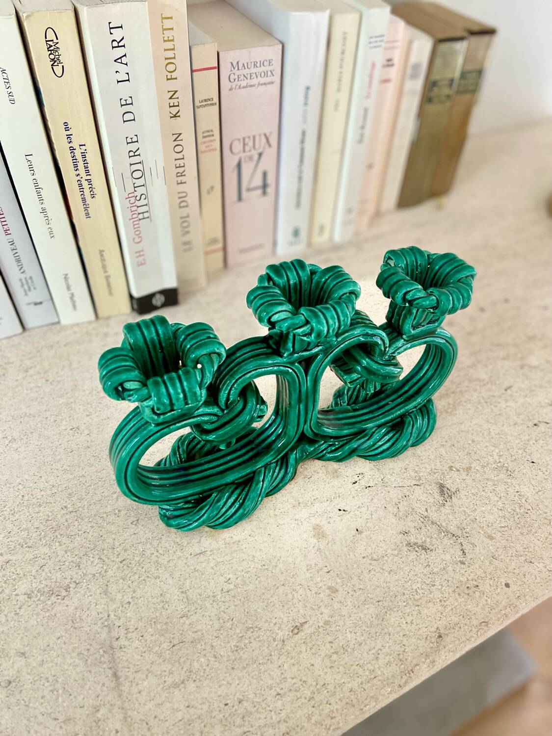 Ceramic candle holder signed Vallauris