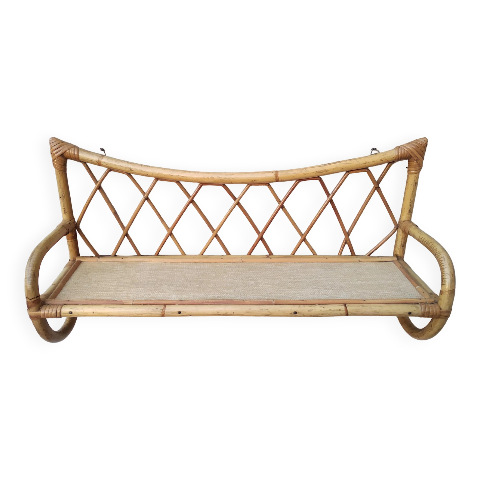 Rattan wall shelf from the 60s