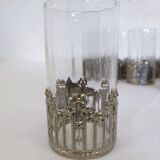 Glass with art deco strapping