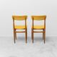 Pair of vintage chairs in wood and yellow fabric, 1960s modernism