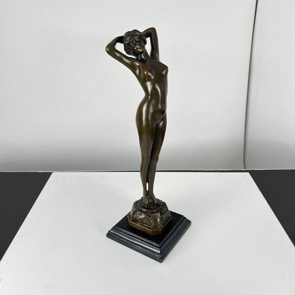 Philips, Art Deco Sculpture of a Nude Woman, 20th Century, Bronze