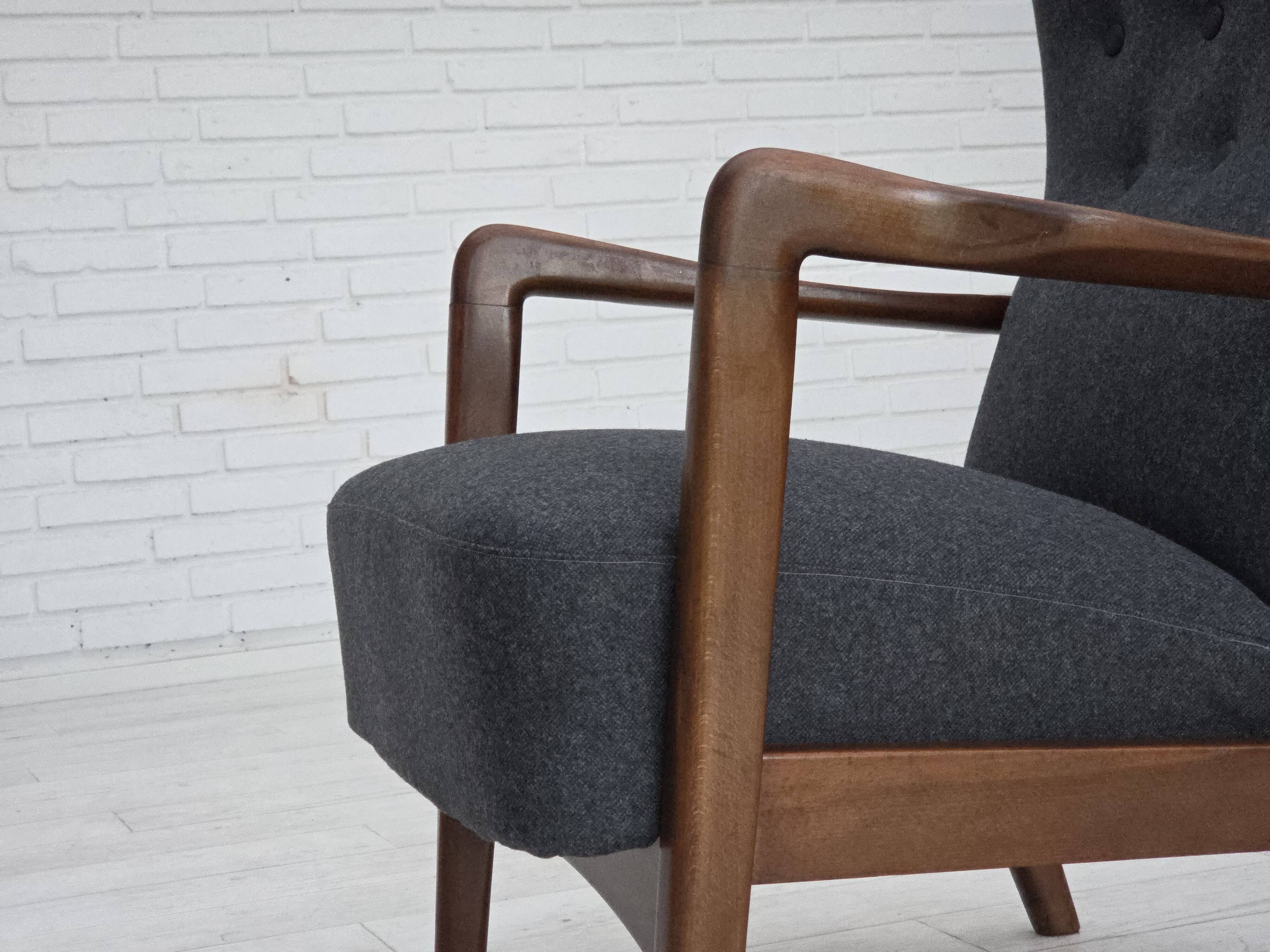 1960s, Danish armchair by Fritz Hansen model 8000/8020, furniture wool.