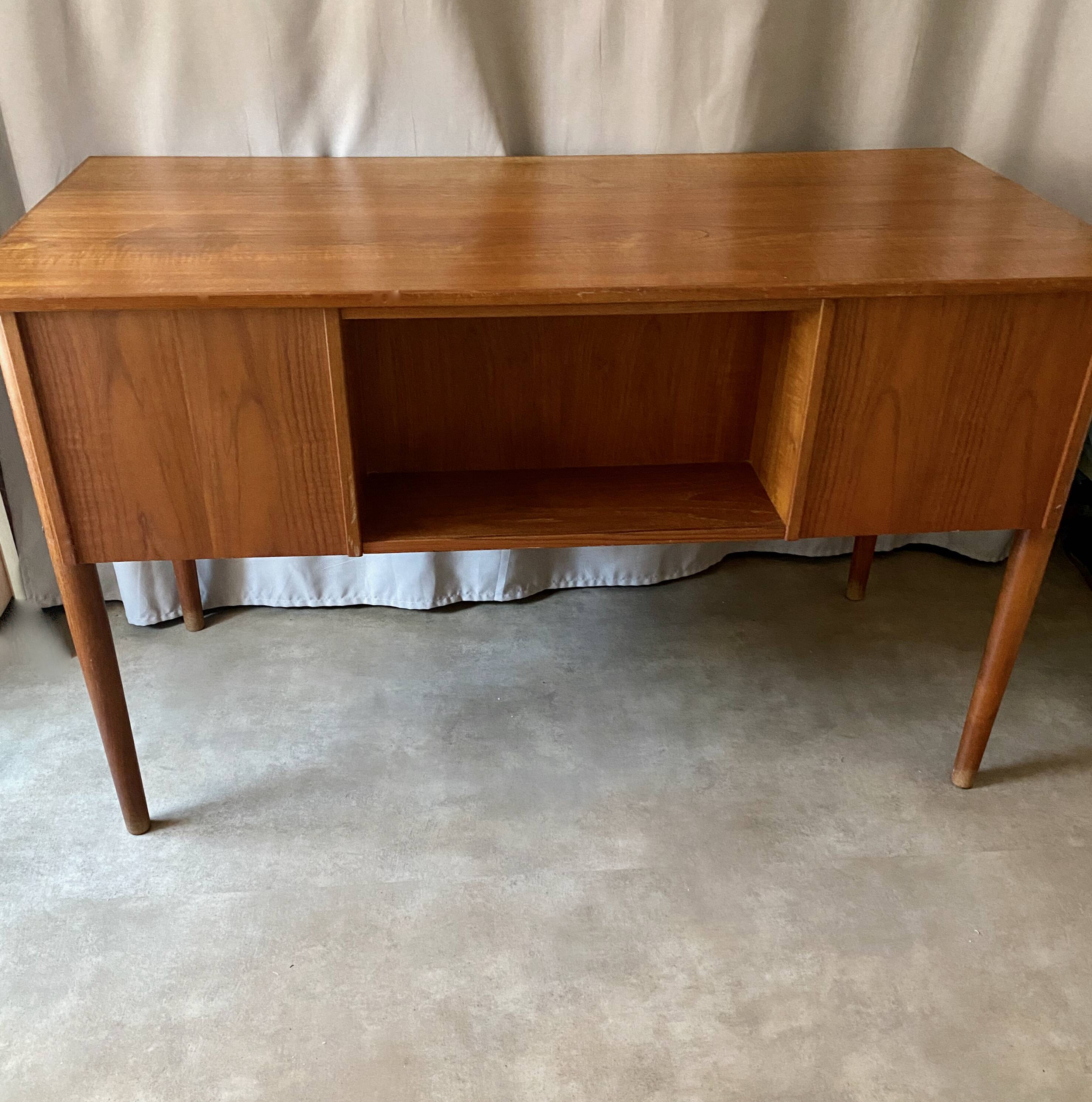 Vintage 1960s double-sided Scandinavian teak desk