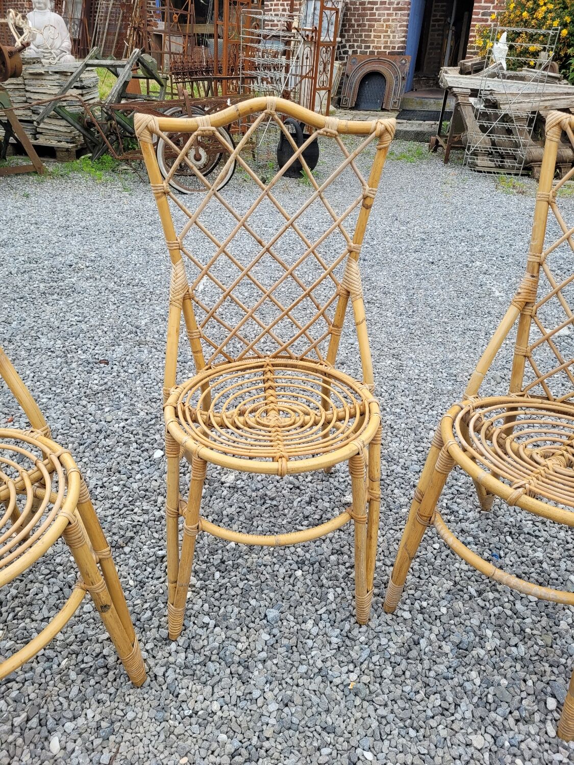 7 vintage rattan chairs