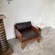 Modernist armchair in exotic wood and leather