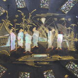 Table basket in boiled cardboard and mother-of-pearl Napoleon iii