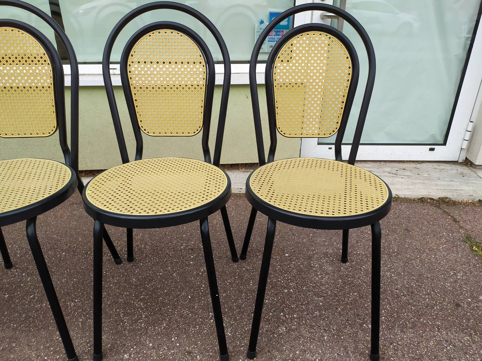 Lot of 4 black bistro chairs
