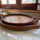 Rattan tray duo