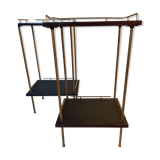 Pair of tables brass gilded blackened trays 1960