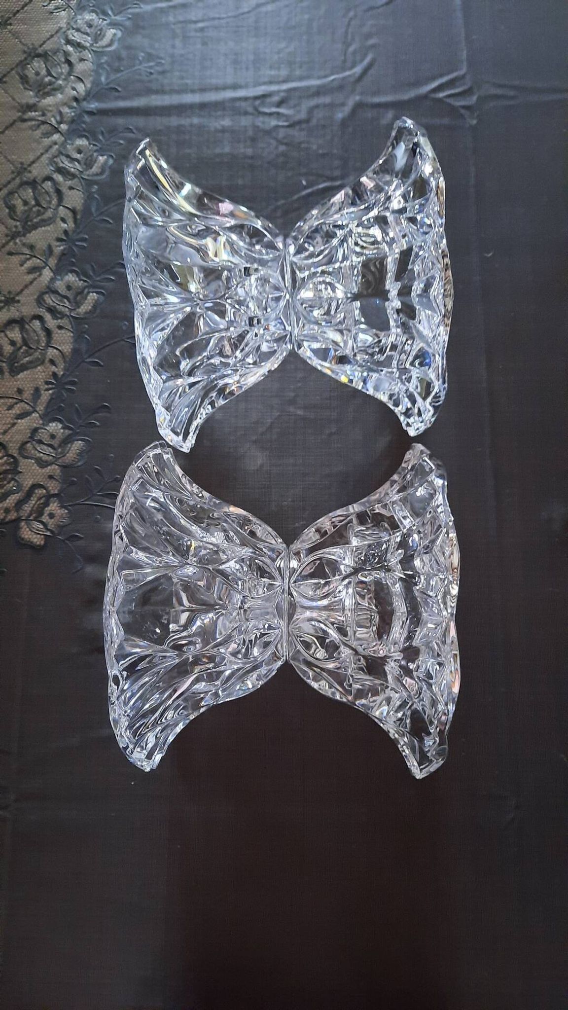 Paire de bougeoir ancien en cristal d'arques