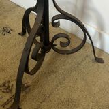 Lampadaire fer forgé ancien double éclairage avec hauteur réglable motif serpent et végétal