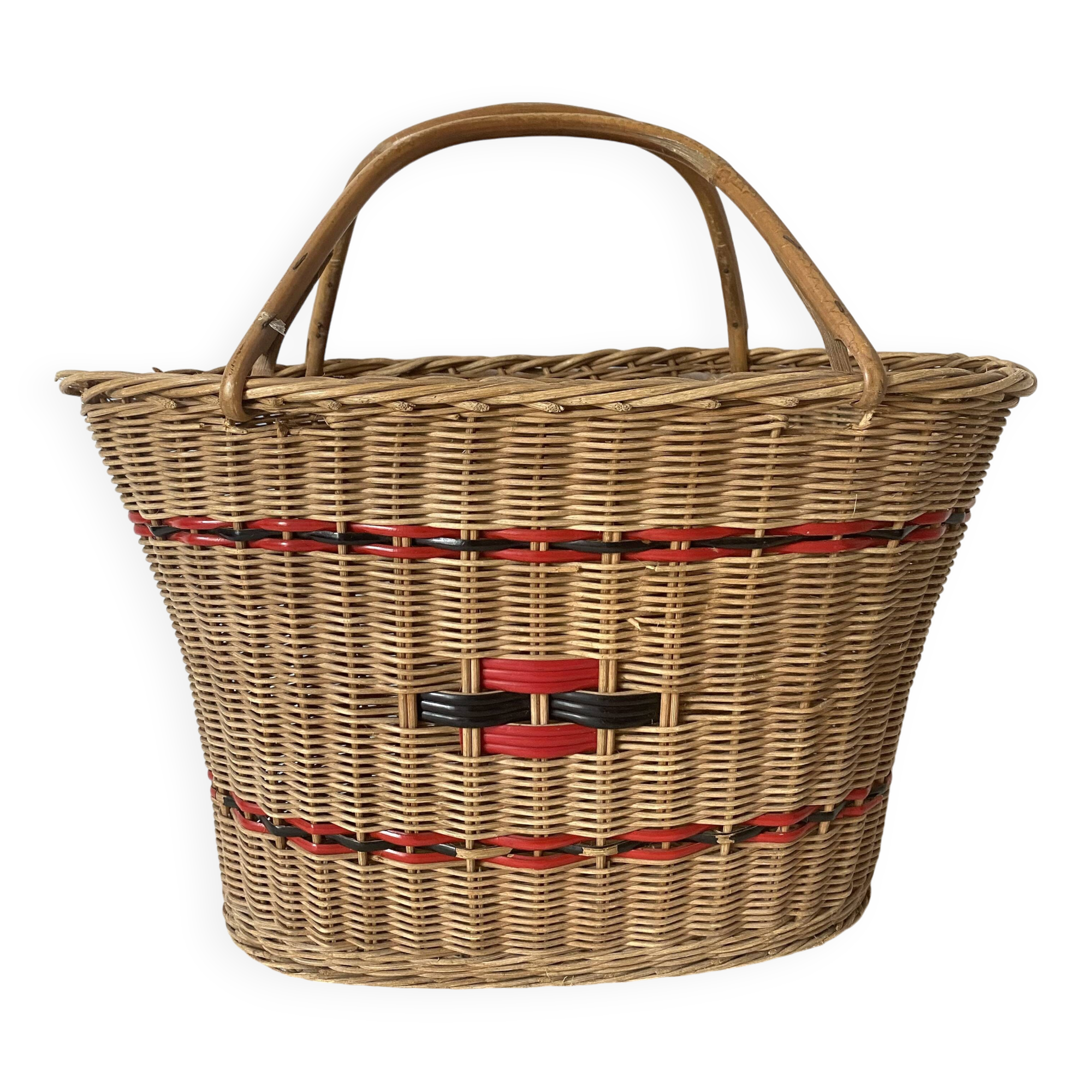 Vintage woven rattan basket from the 50s-60s