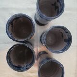 Set of 5 blue mazagrans in glazed stoneware