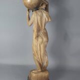 Ceramic sculpture Woman and opal belt jug Goldscheider circa 1900, 60 cm C155