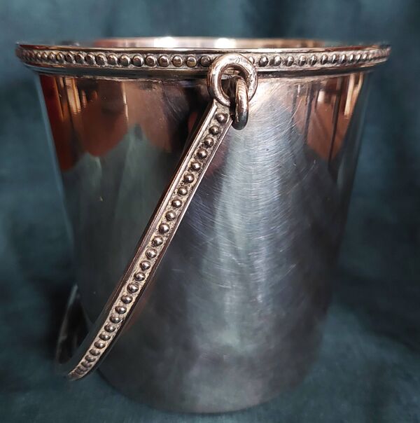 Seau à glaçons métal argenté poinçon Ercuis modèle perlé