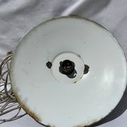 Vintage industrial lamp, green and black enamelled metal.