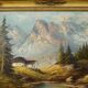 Alpine landscape oil painting with Tyrolean mountain hut