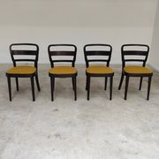 Lot de 4 chaises Thonet art déco 1930 , bouclette Jaune moutarde