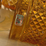 Vintage Italian liqueur service in amber glass – "Pointe de" work