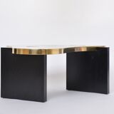 Etched Brass coffee table with Agathe Stones in the style of Lova Creation