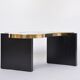 Etched Brass coffee table with Agathe Stones in the style of Lova Creation