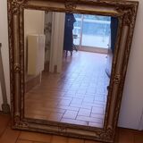 Antique mirror, gilt-painted aged wood frame