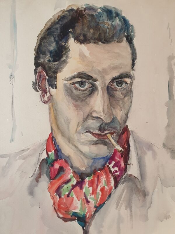 André Duculty (1912-1990) Watercolor on paper "Portrait of Man" Signed lower right and dated