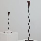 Pair of metal spiral postmodern candlesticks