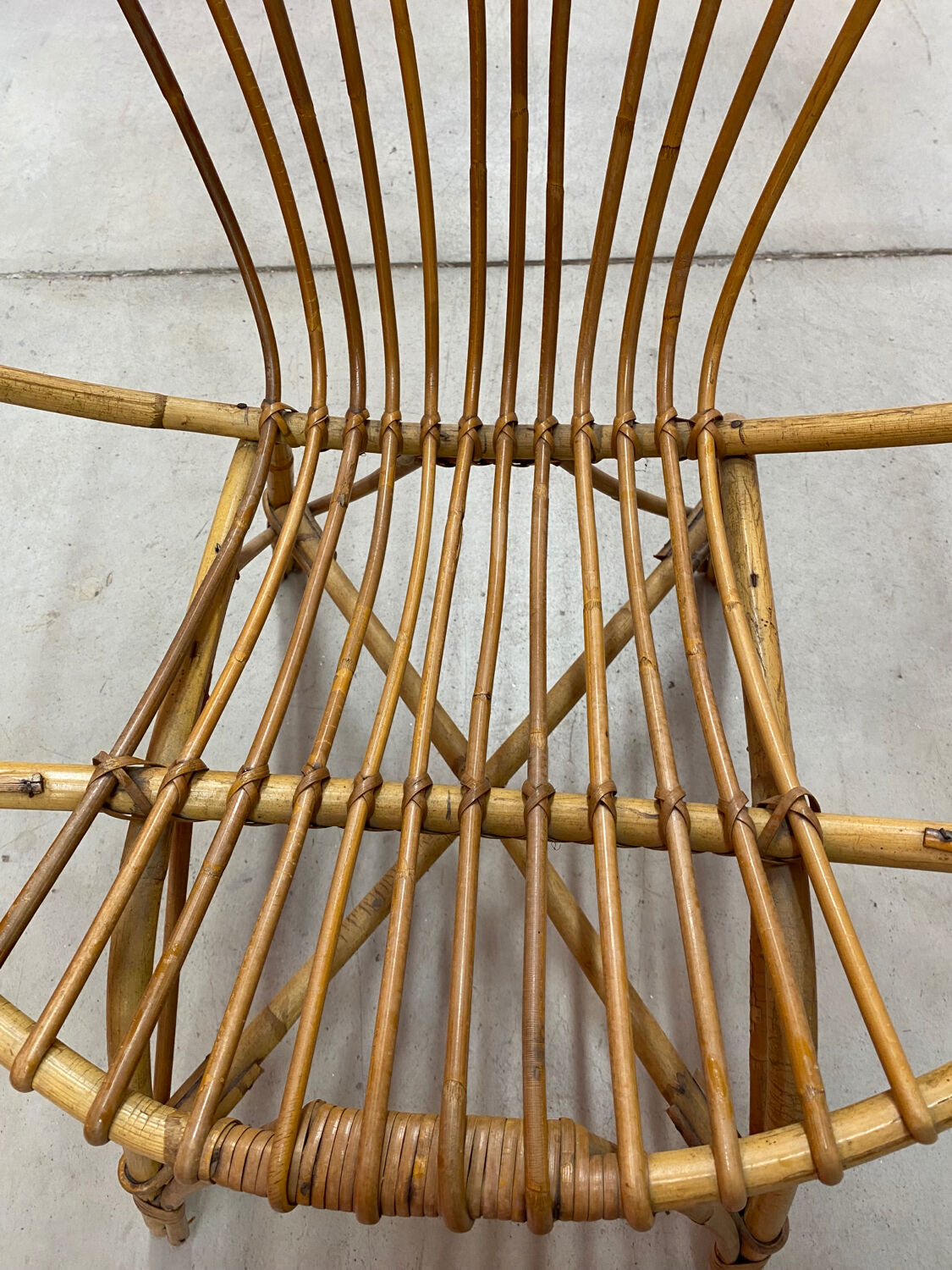 Rattan shell armchair