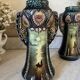 Pair of Art Nouveau slipware vases, hand-painted decoration.