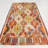 5x9 Geometric Style Vintage Kilim Rug,