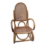 Vintage rattan and bamboo children's rocking chair
