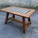 Solid wood coffee table checkerboard marble plate