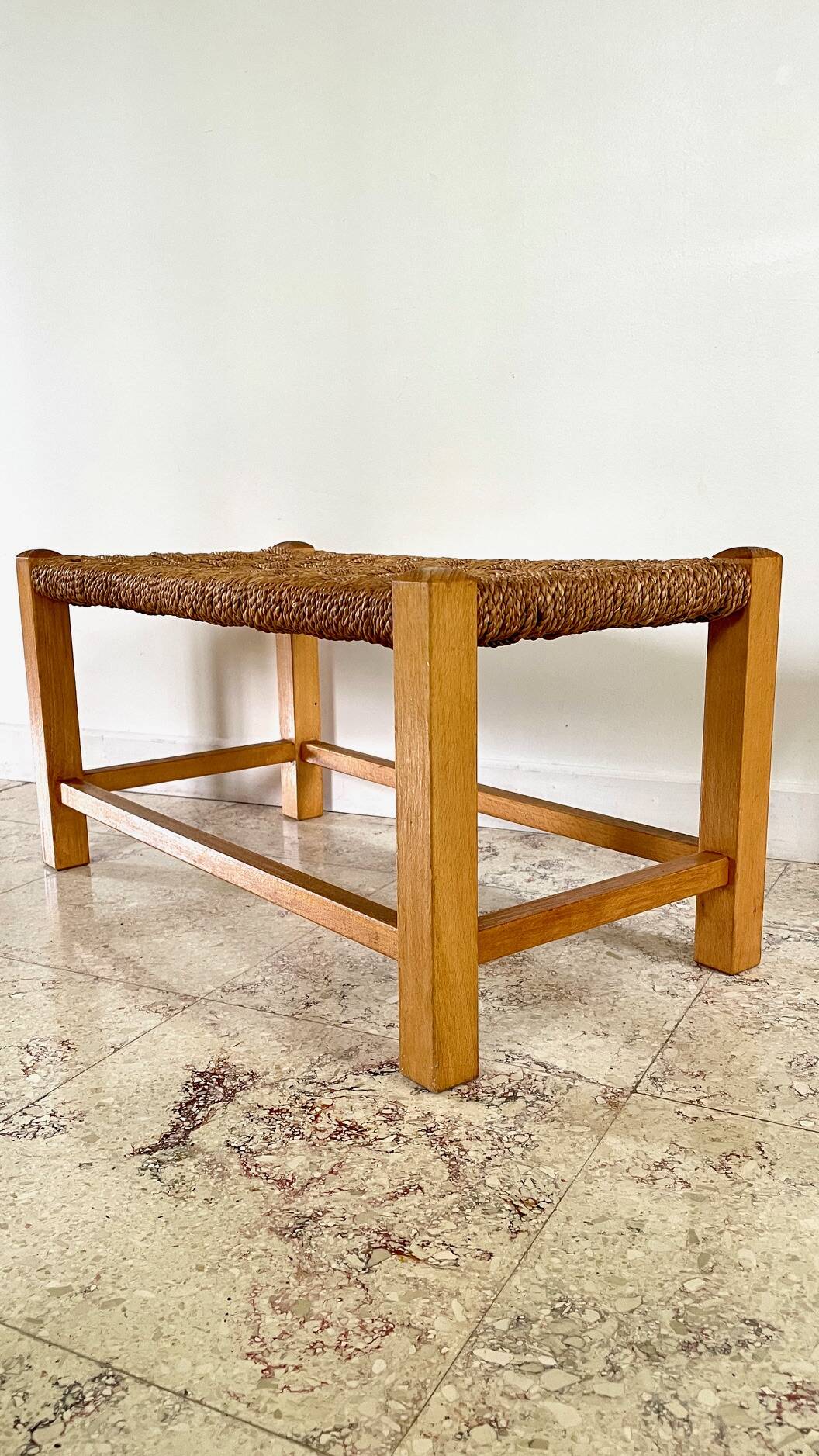 Stool bench wood and rope vintage bohemian spirit