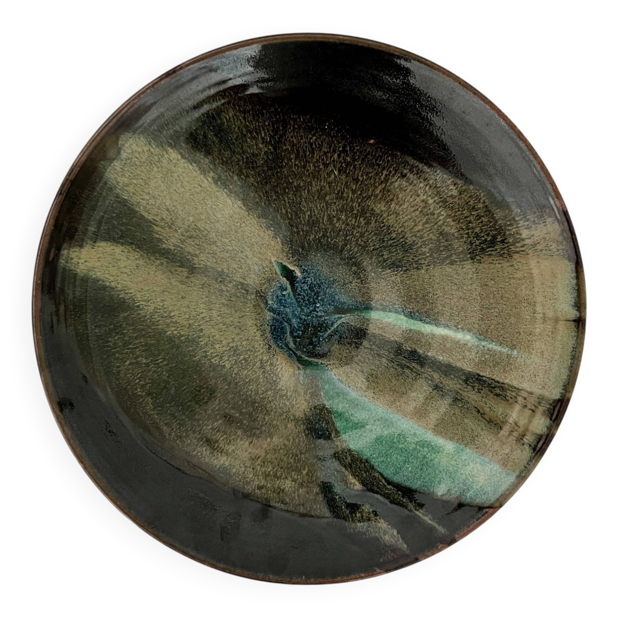 Large enamelled ceramic dish/tray signed P&M Walter 1970