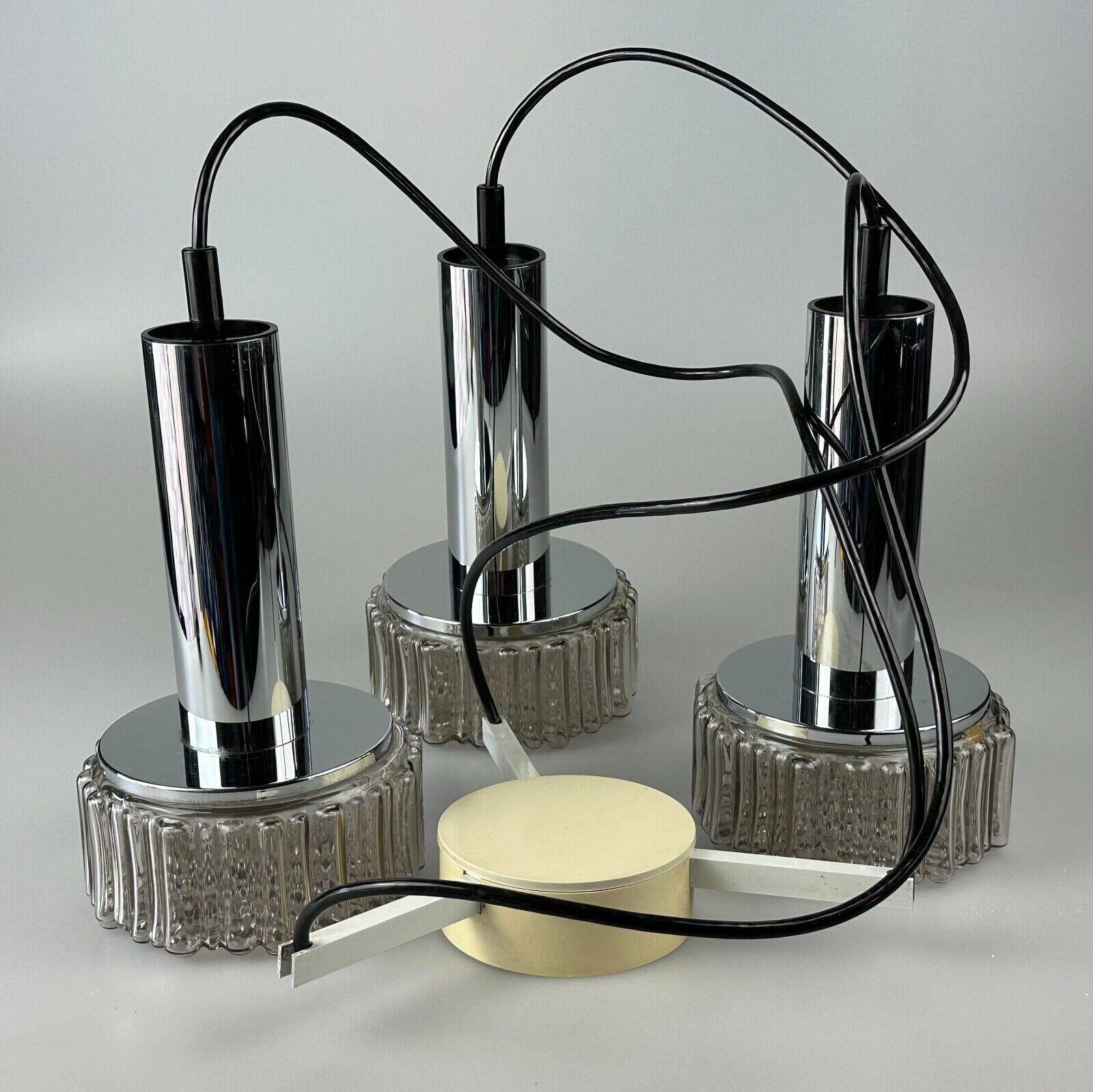 60s 70s 3-flame cascade lamp from Staff Leuchten Germany chrome glass