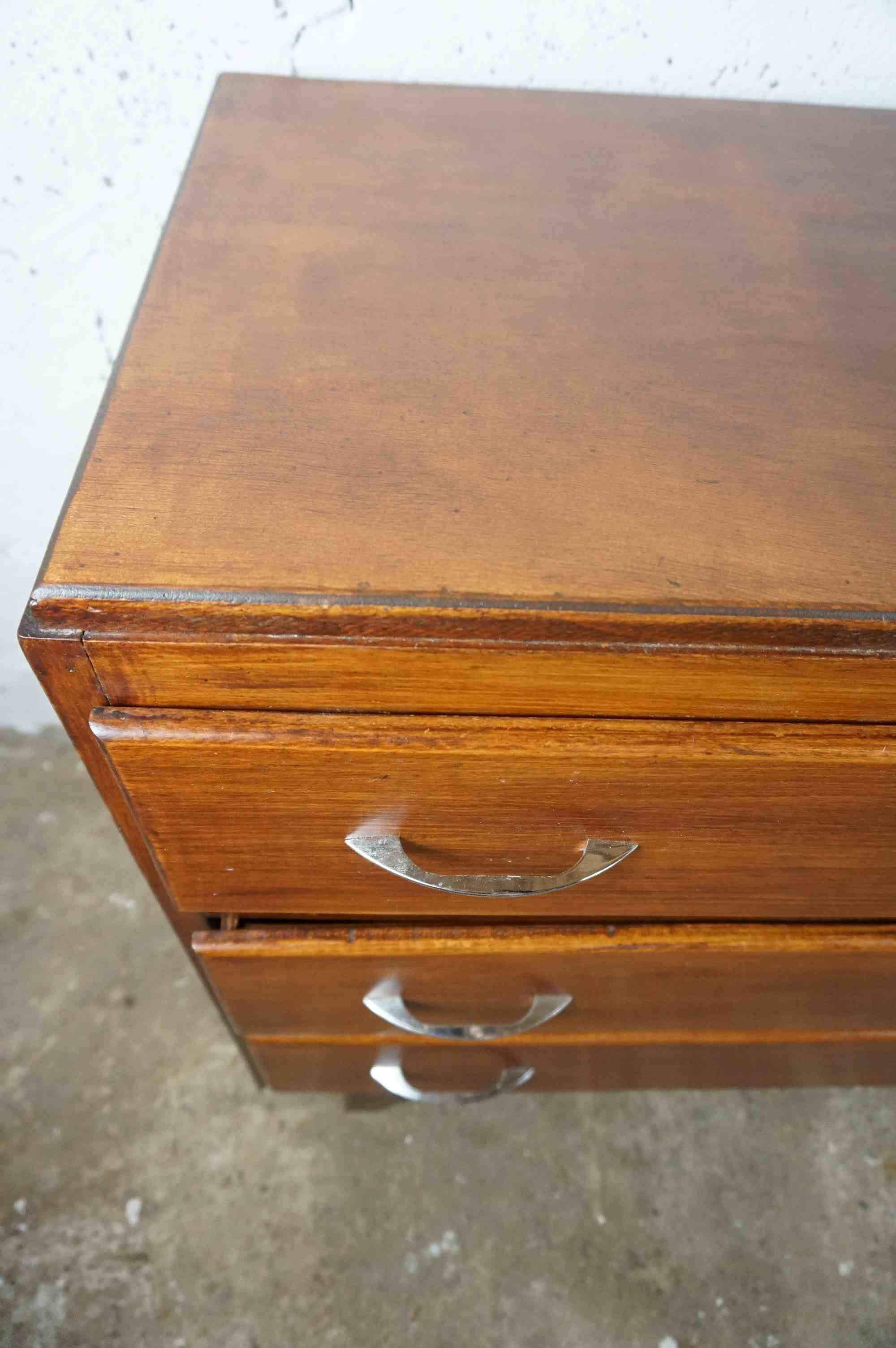 vintage 50s chest of drawers with three drawers and compass feet